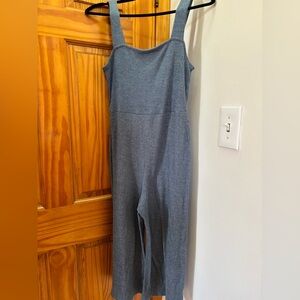 Light blue Ribbed Sleeveless Jumpsuit